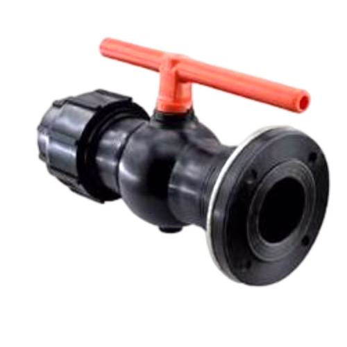 شیر پلیمری دسته کوتاه یک سر رابط و یک سر فلنج (بال ولو)   90*90